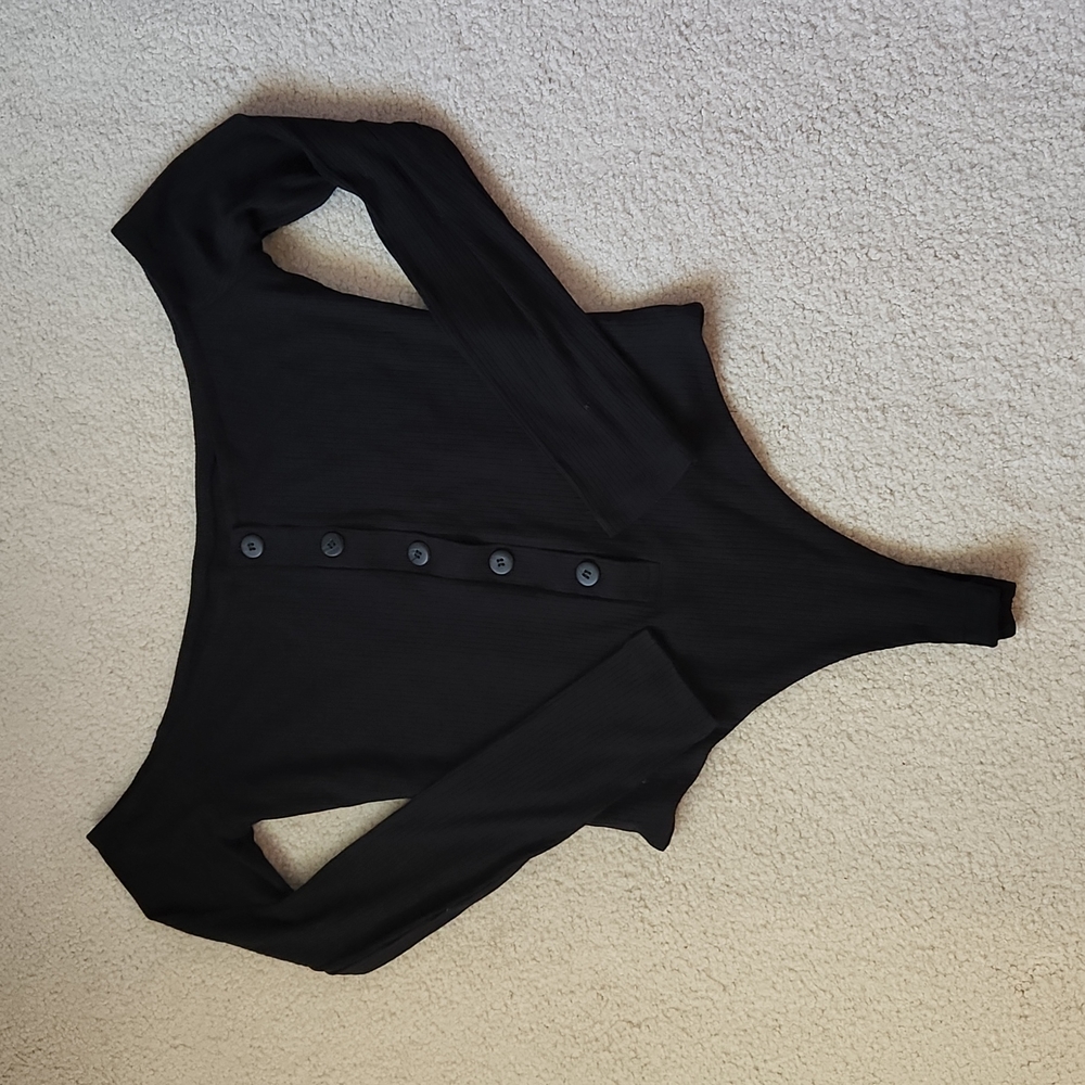Black button down body suit